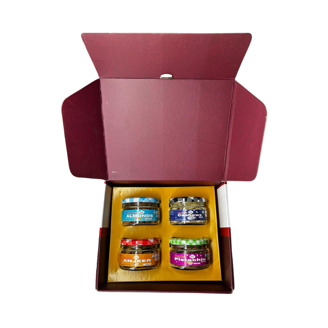 Dry Fruit Gift Box (Almonds, Cashews ,Pistachio Kernels & Anjeer(Figs)) Premium Elegant Dry Fruit Gift Boxes