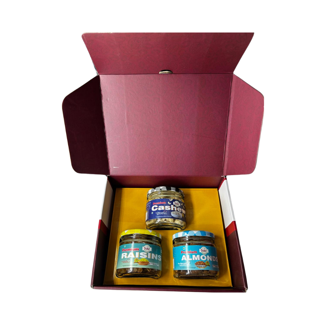Dry Fruit Gift Box (Almonds, Cashews & Raisin) Premium Elegant Dry Fruit Gift Boxes